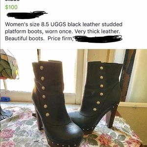 Beautiful black leather Ugg platform boots